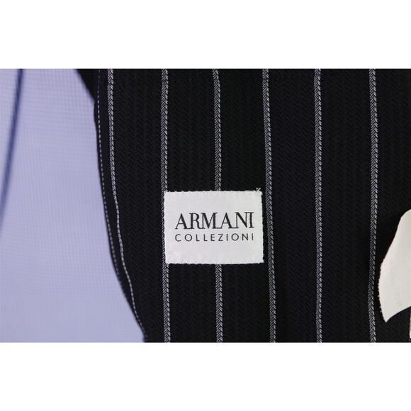 Armani Collezioni Mens Black Bold Striped Unstructed Boating Blazer Jacket 44R - Picture 8 of 9